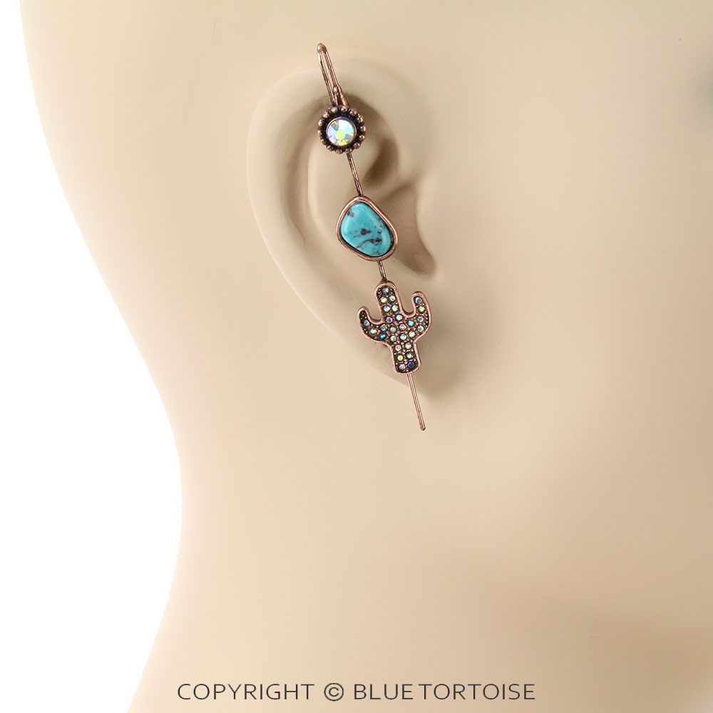 Western Cactus Ear Pin Earrings - Image 2
