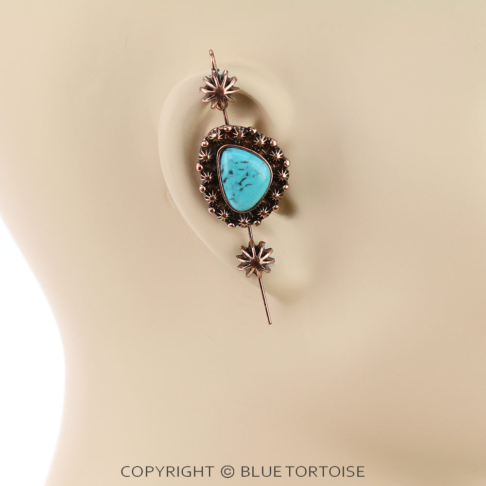 Western Concho Stone Ear Pin Earrings - Image 3