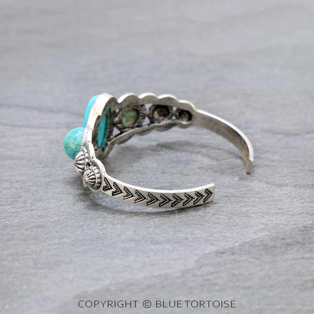 Boho Concho, Natural Stone "C" Cuff Bracelet - Image 3