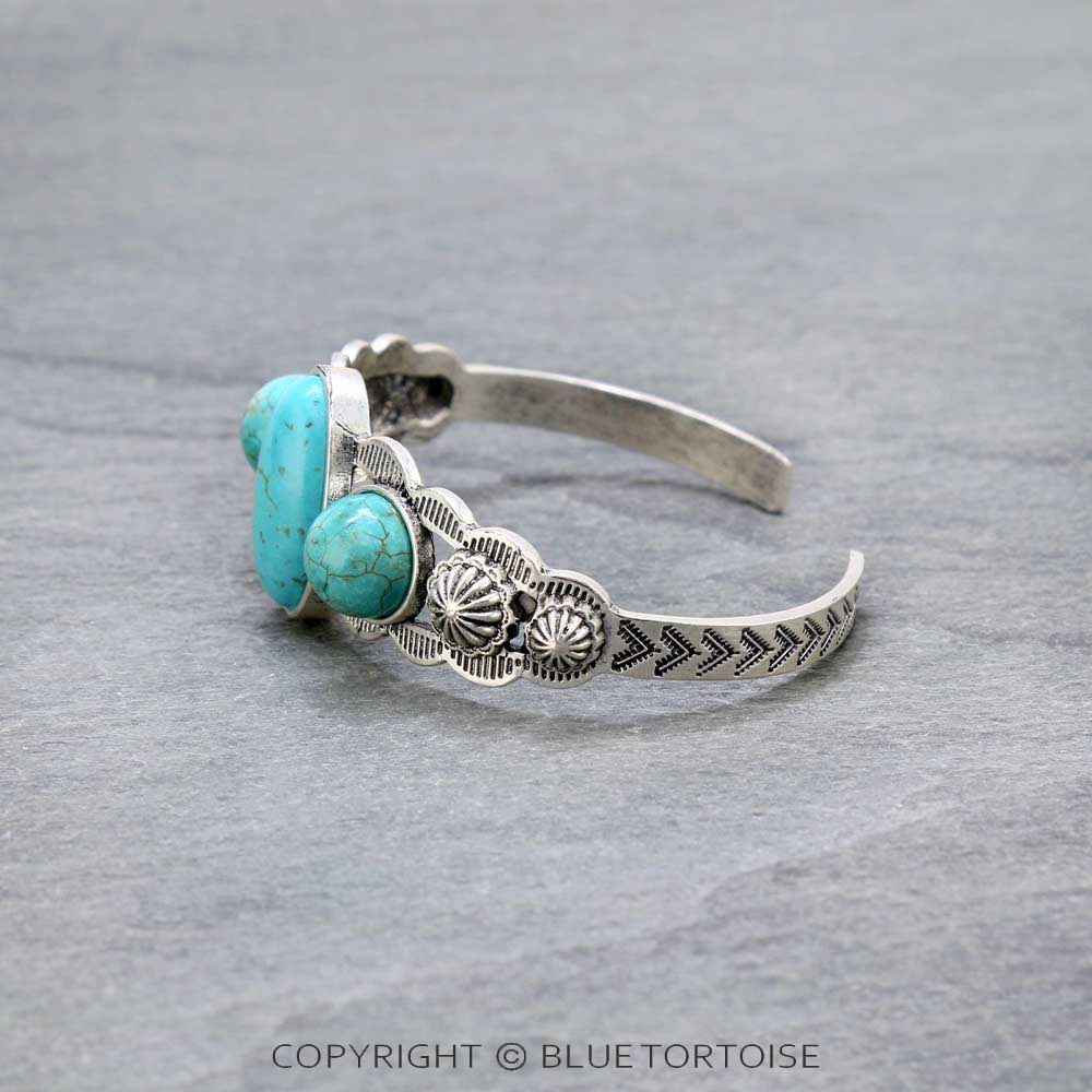Boho Concho, Natural Stone "C" Cuff Bracelet - Image 4