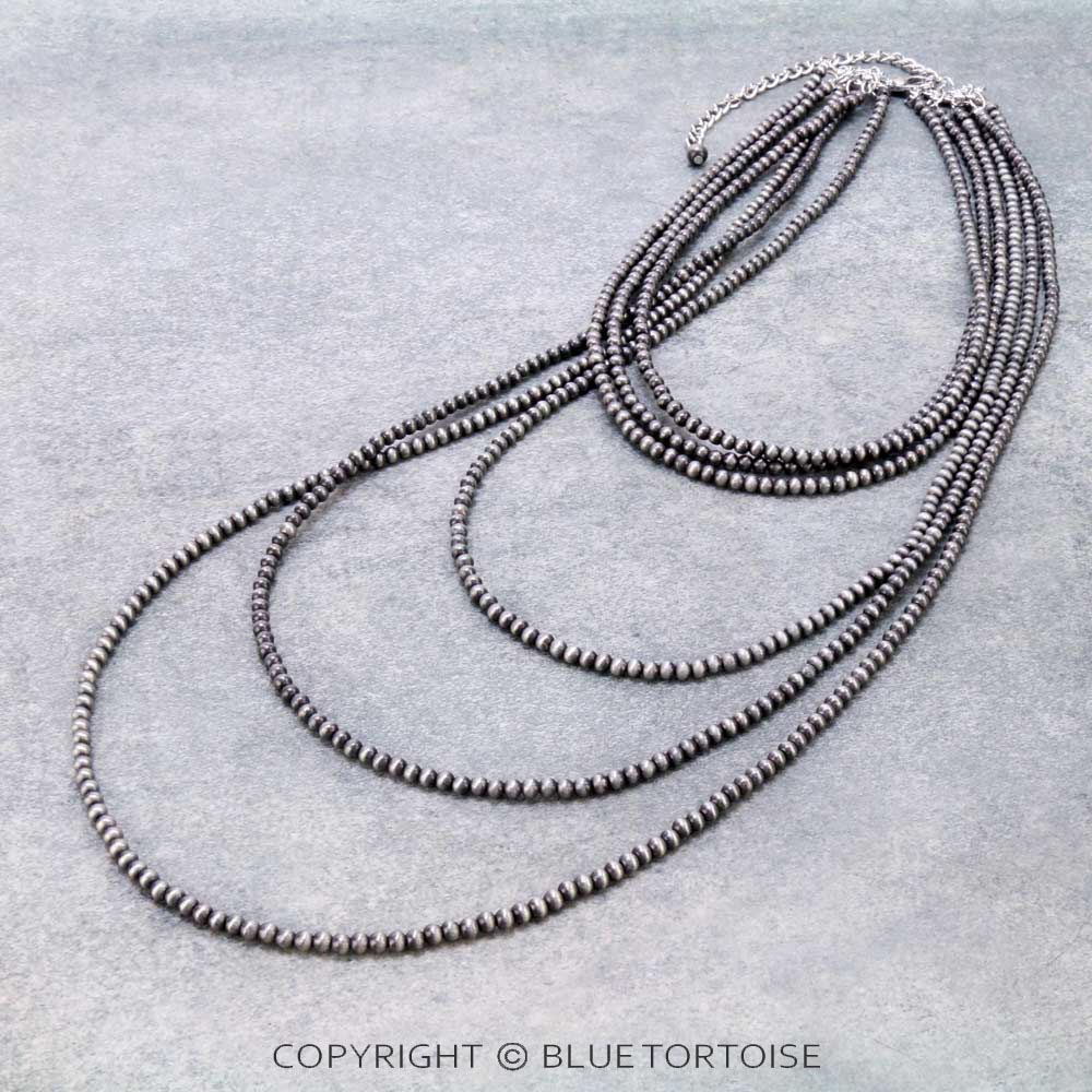 30" Long, Tiny 4mm Navajo Style Pearl Necklace