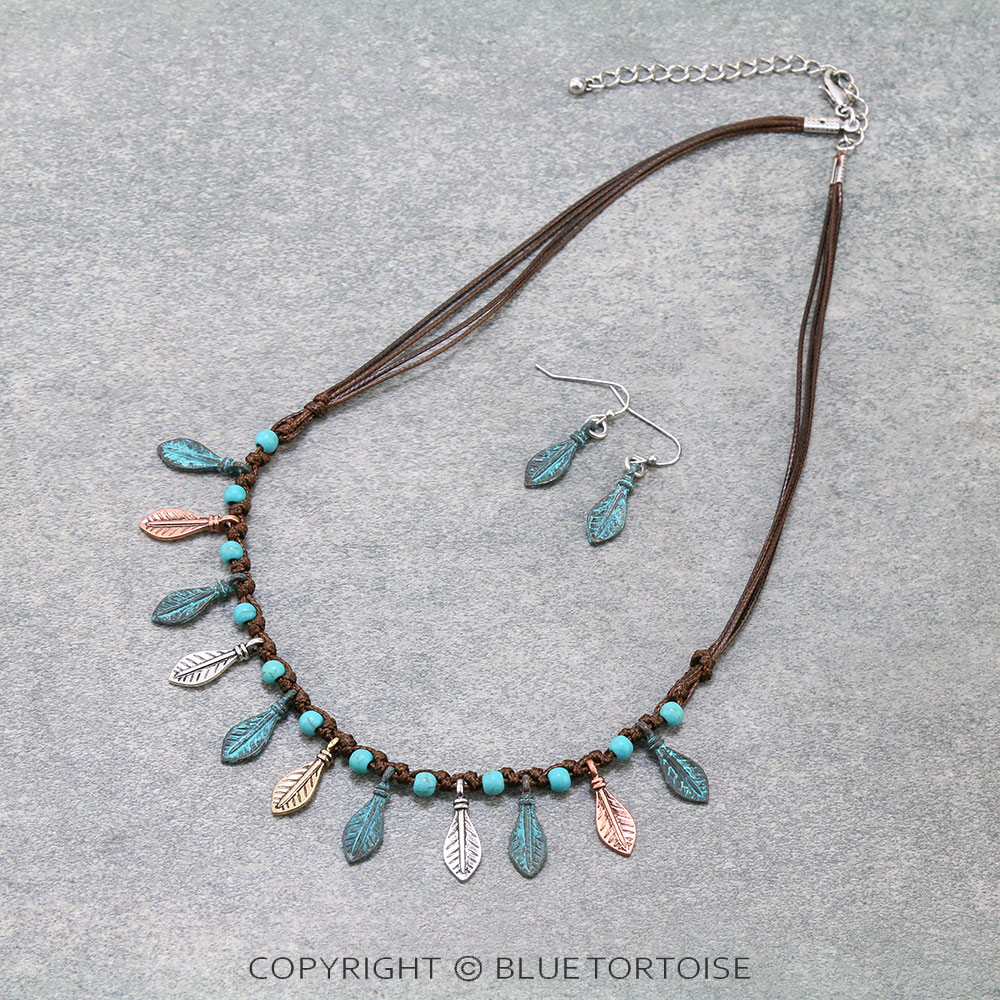 Western Feather Statement Necklace Set