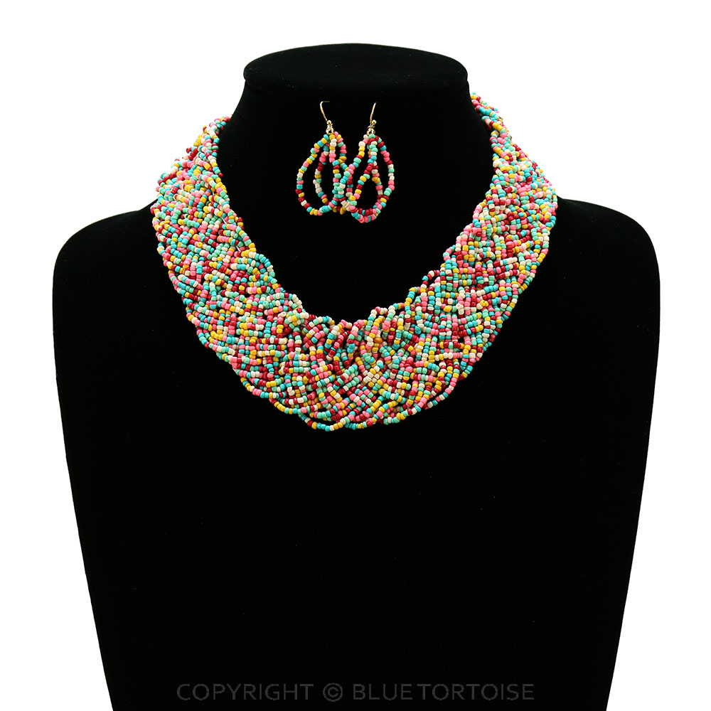 Seed Bead Multi Layered Necklace Set - Image 2