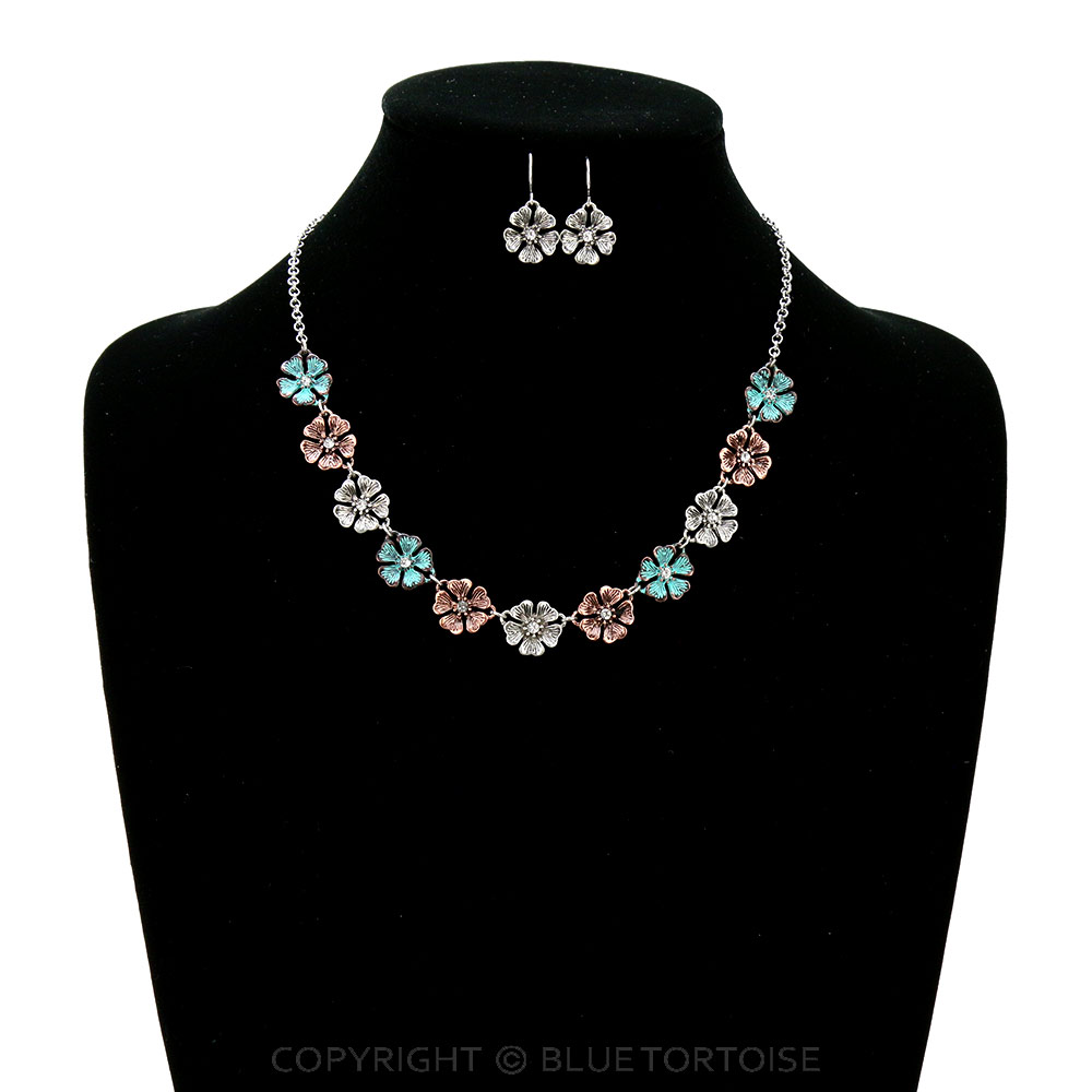 Fashion Flower Statement Necklace Set - Image 2