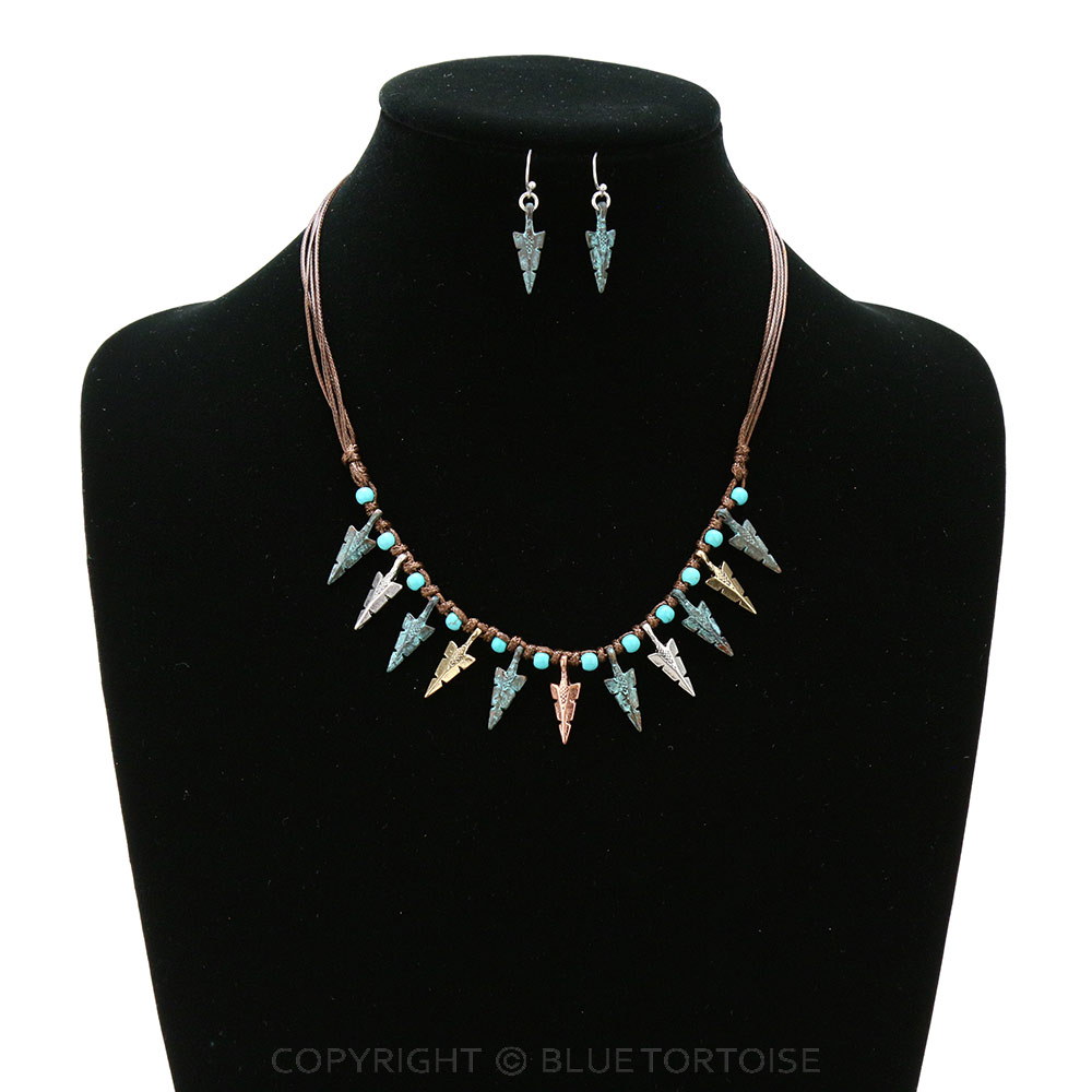 Western Arrow Statement Necklace Set - Image 2