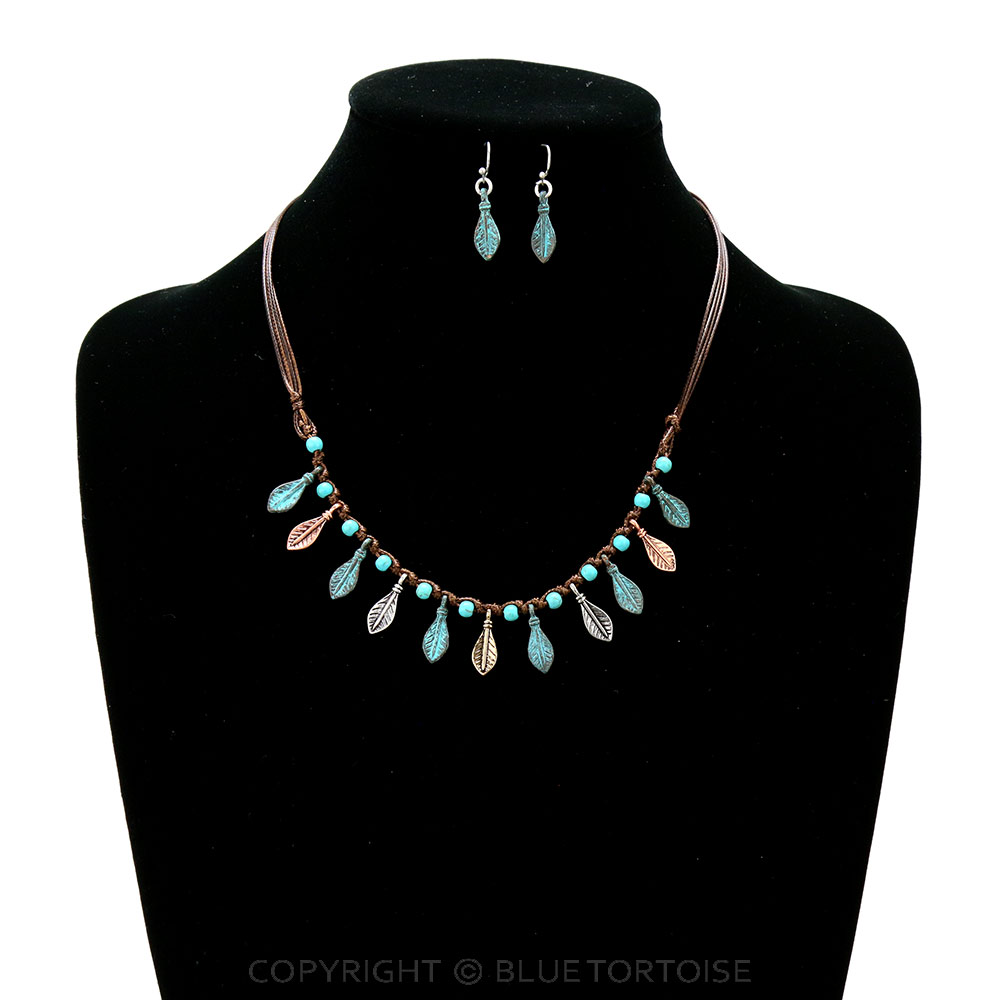 Western Feather Statement Necklace Set - Image 2