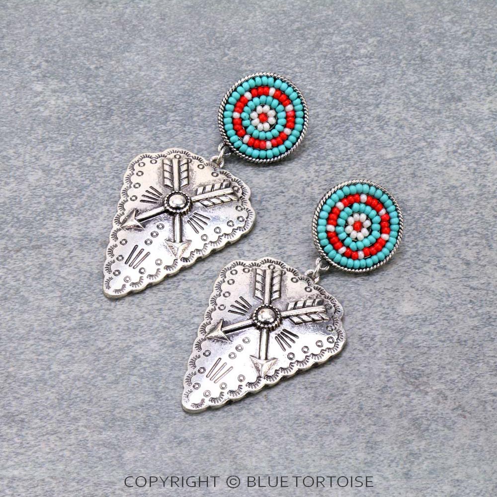 Western Arrow Seed Bead Stud Earrings