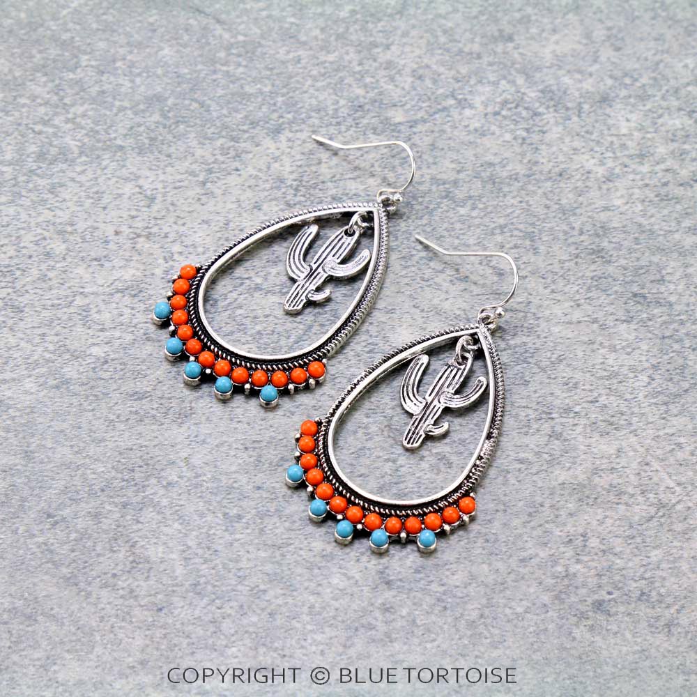 Western Cactus Cutout Dangle Earrings
