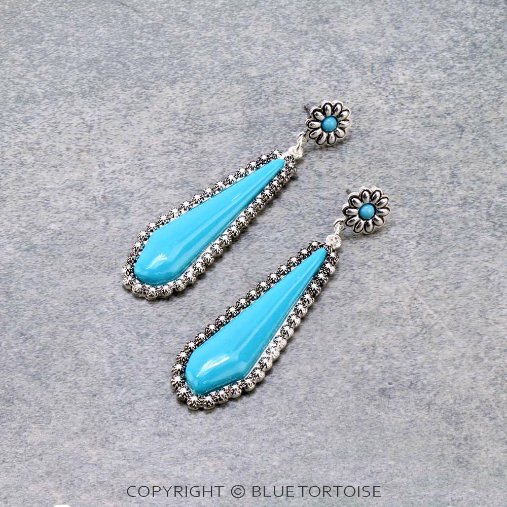 Western Trapezoid Acrylic Stone Stud Earrings