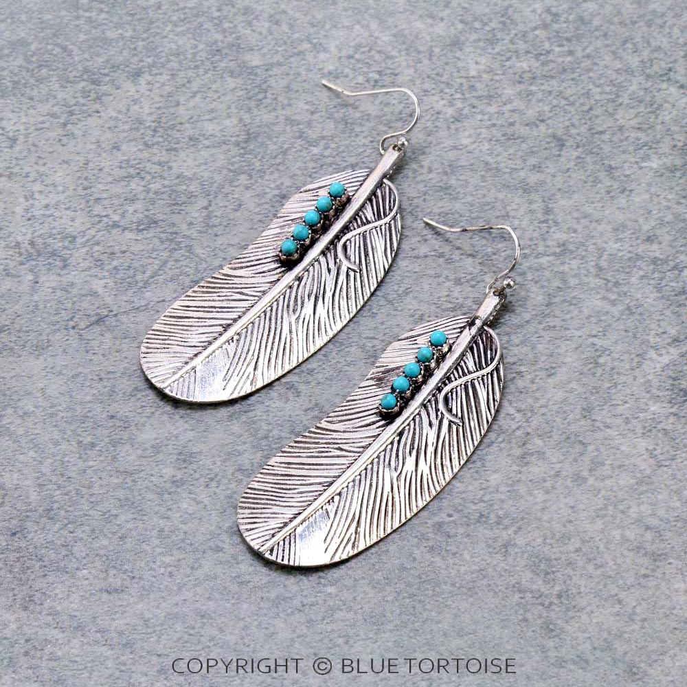Western Feather Dangle Earrings