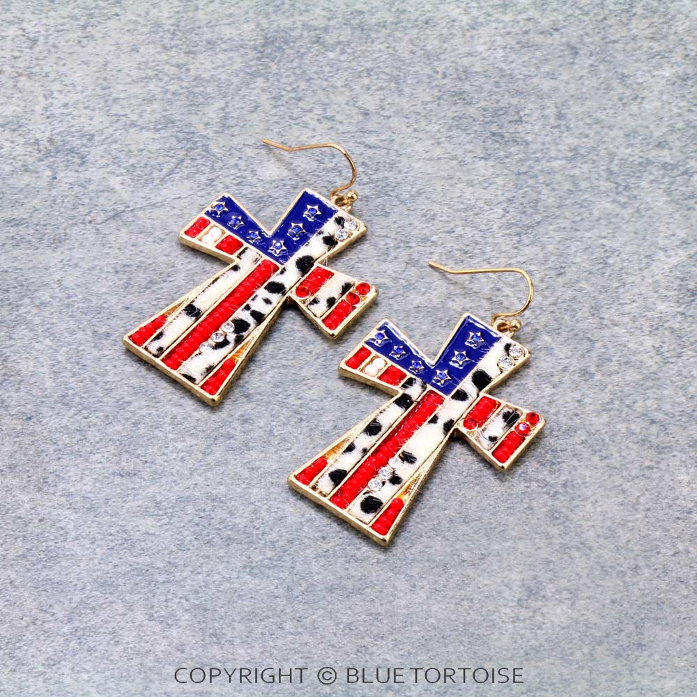 Western Leather Cross Dangle Earrings