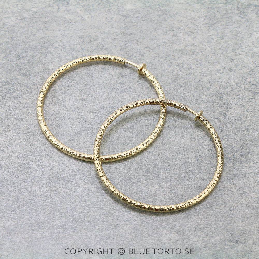 Fashion 60mm Diamond Cut Pump Earrings