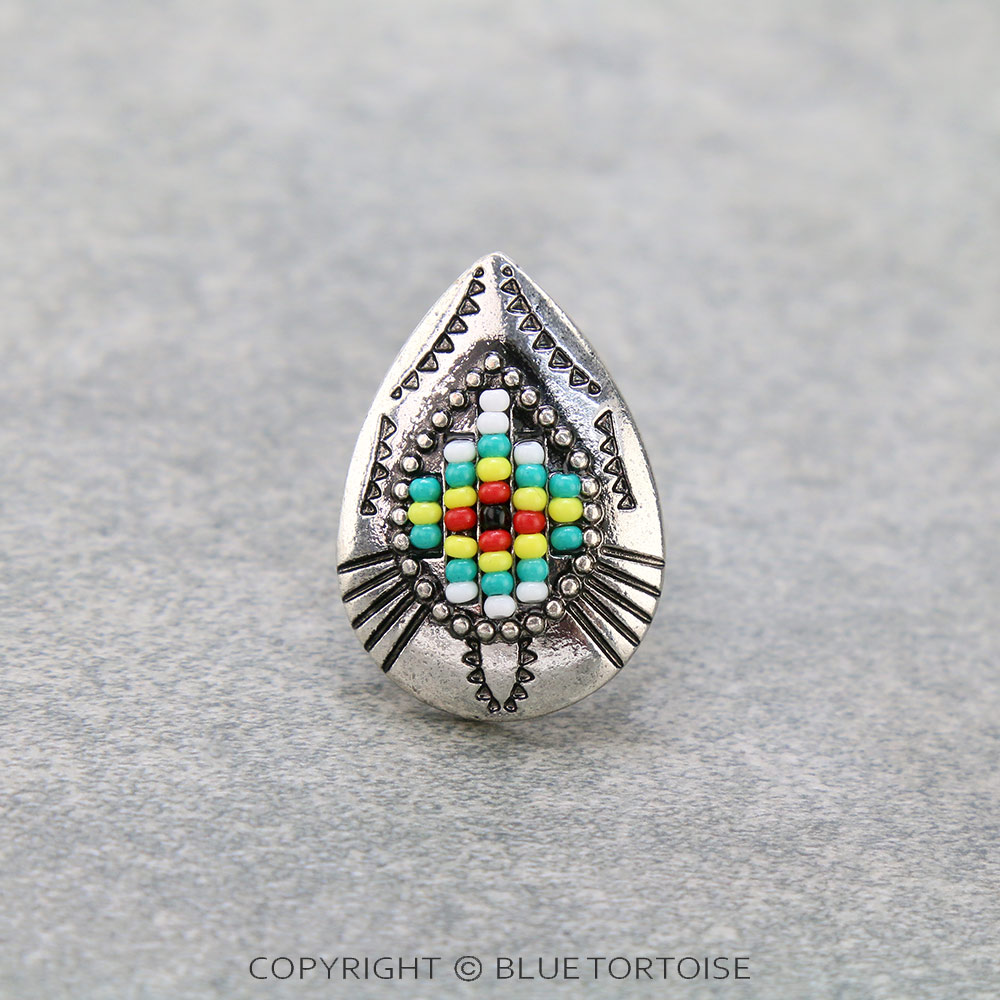 Western Teardrop Seed Bead Adjustable Ring