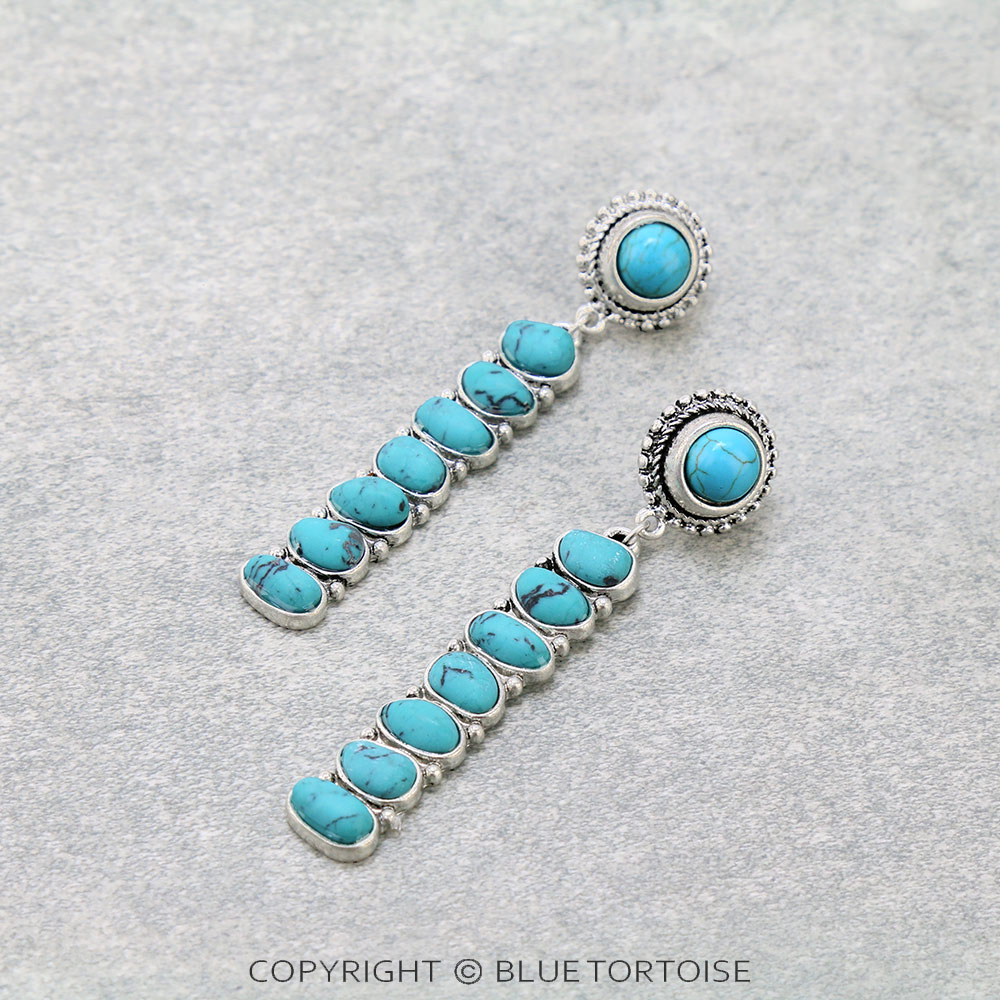Western Stone Bar Stud Earrings