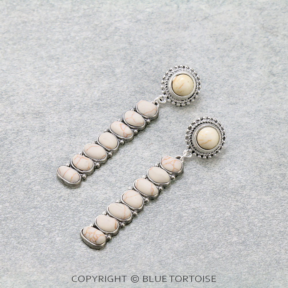 Western Stone Bar Stud Earrings