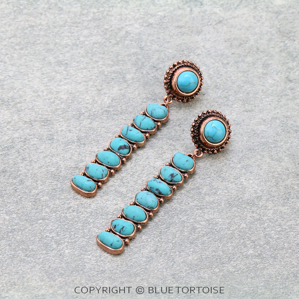 Western Stone Bar Stud Earrings
