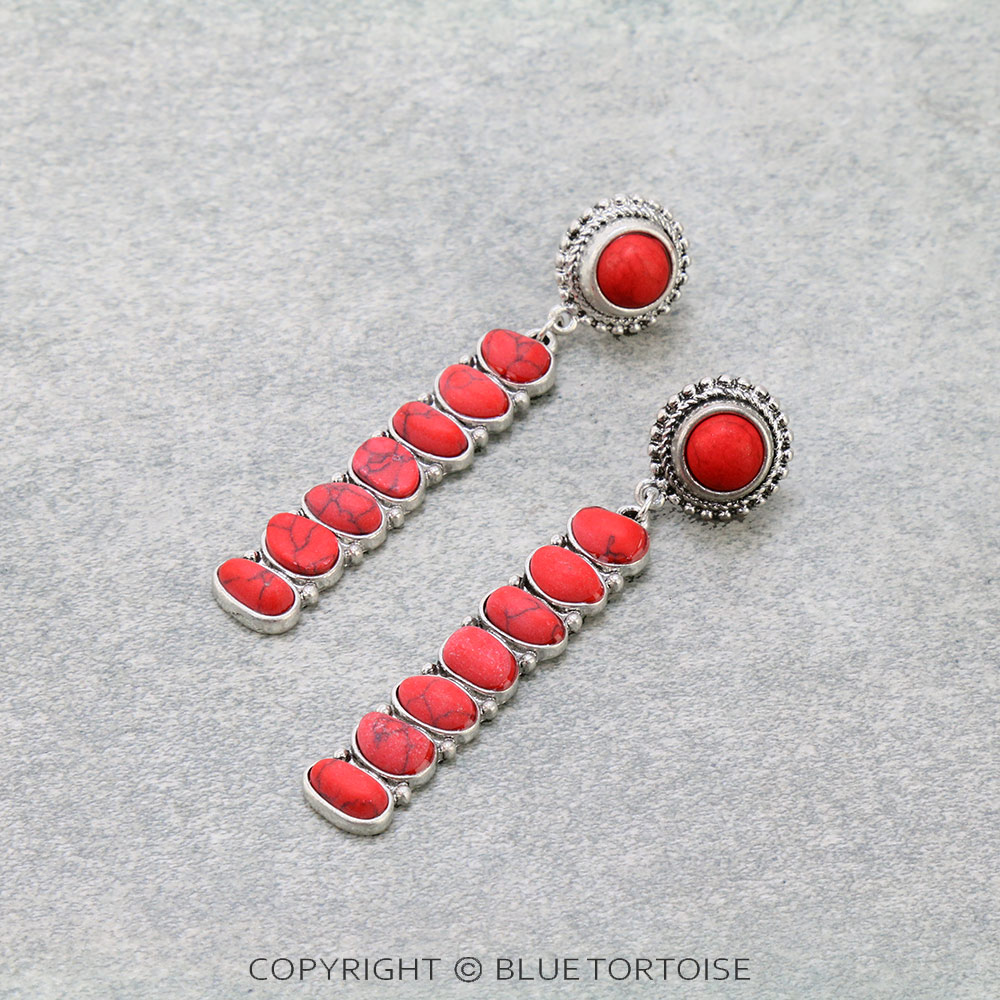 Western Stone Bar Stud Earrings