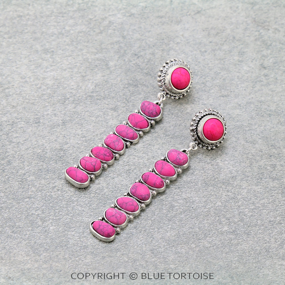 Western Stone Bar Stud Earrings