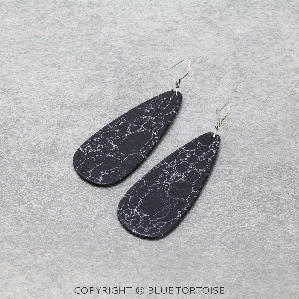 Teardrop Flat Stone Dangle Earrings