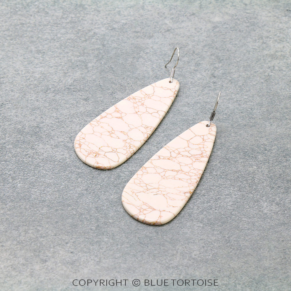 Teardrop Flat Stone Dangle Earrings