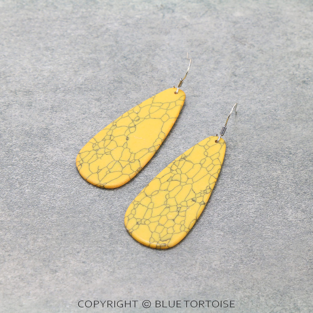 Teardrop Flat Stone Dangle Earrings