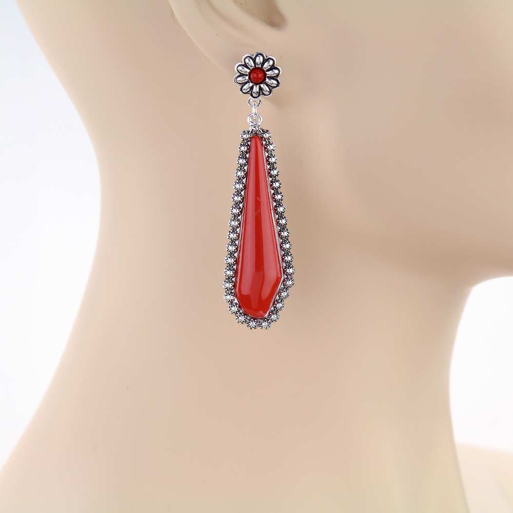 Western Trapezoid Acrylic Stone Stud Earrings - Image 2