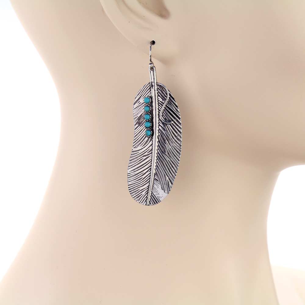 Western Feather Dangle Earrings - Image 2
