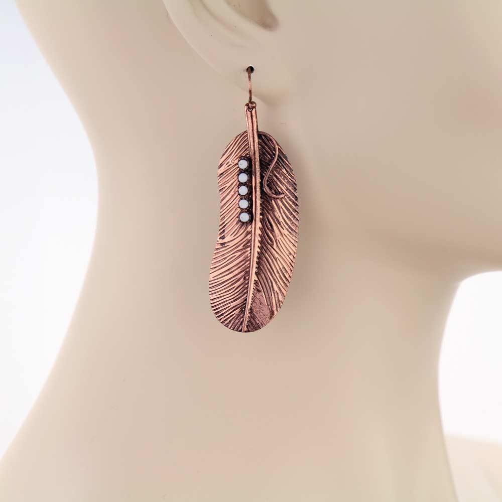 Western Feather Dangle Earrings - Image 2