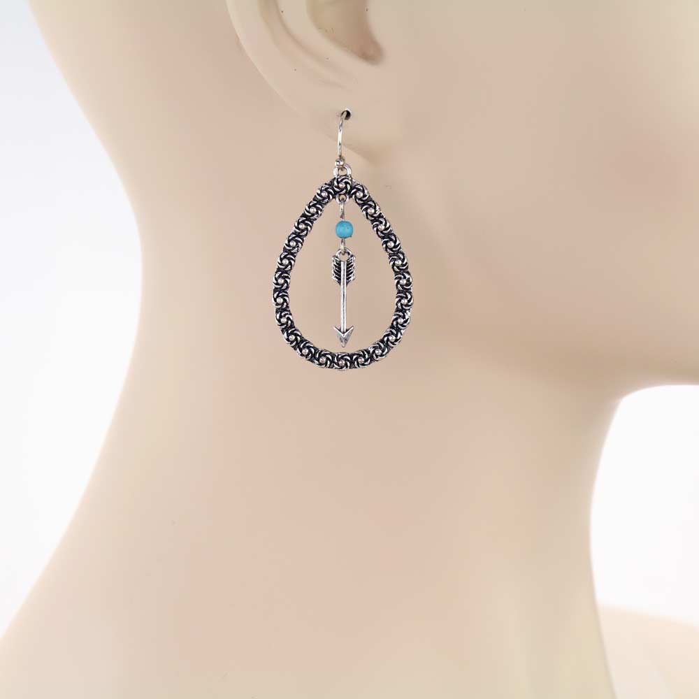 Western Arrow Charm Teardrop Dangle Earrings - Image 2