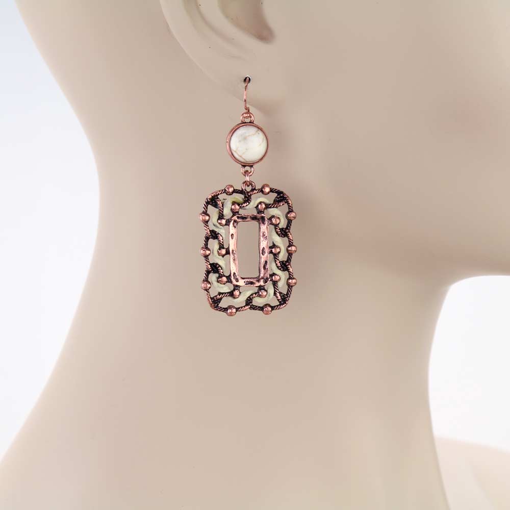 Western Suede Rectangle Dangle Earrings - Image 2