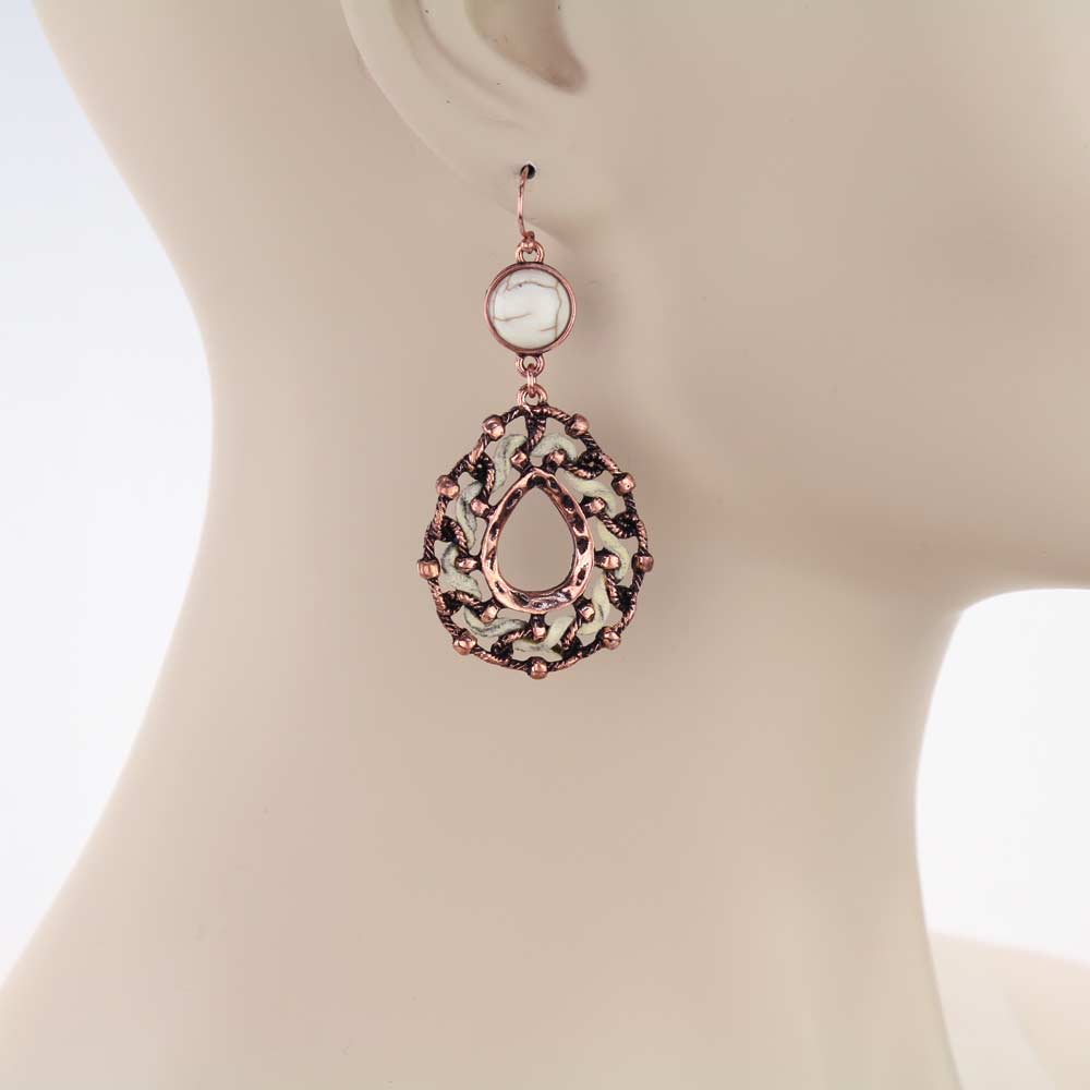 Western Suede Teardrop Dangle Earrings - Image 2