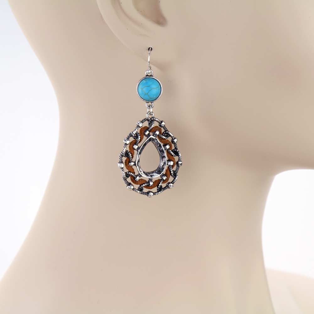 Western Suede Teardrop Dangle Earrings - Image 2
