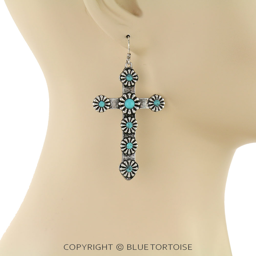 Western Cross Dangle Earrings - Image 2