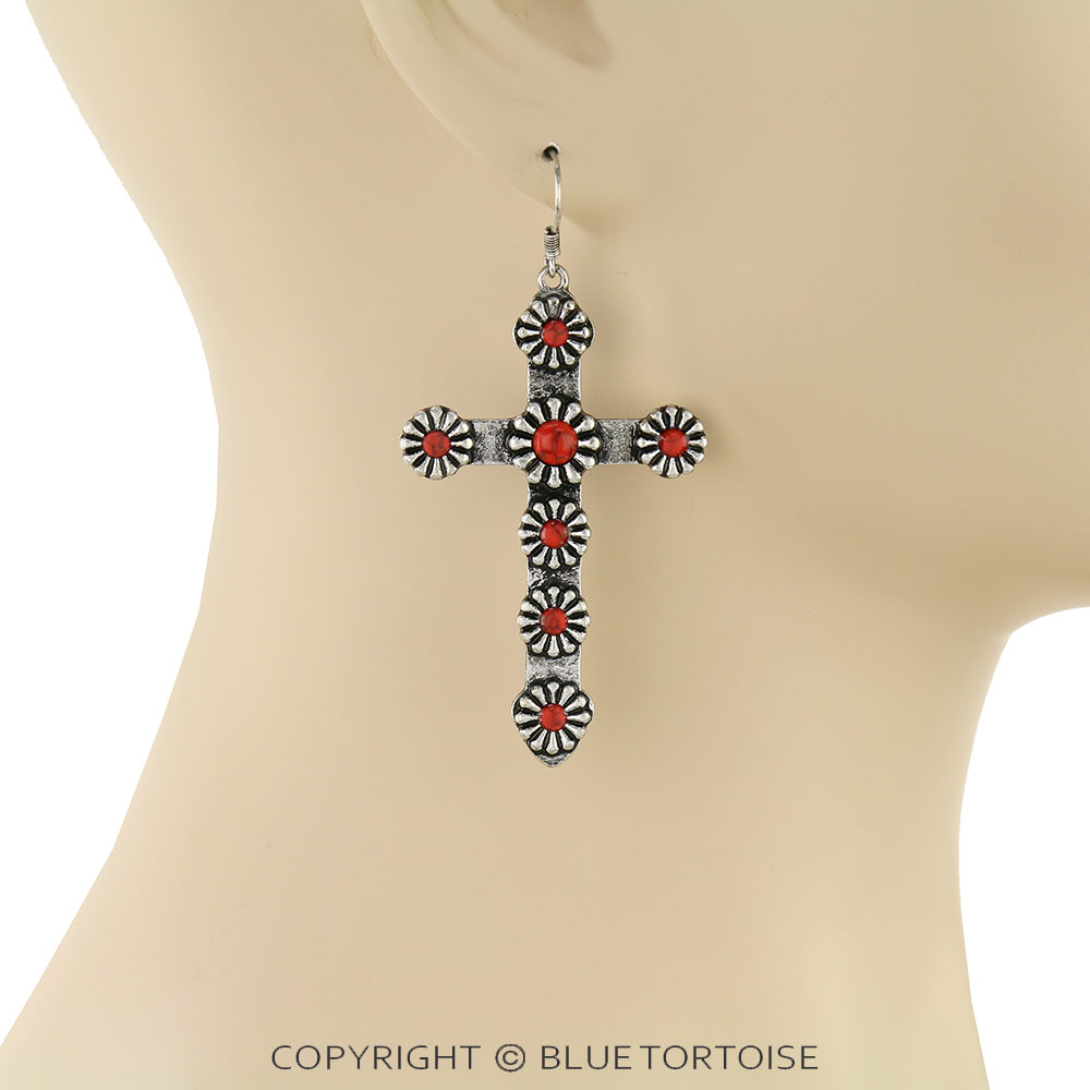 Western Cross Dangle Earrings - Image 2