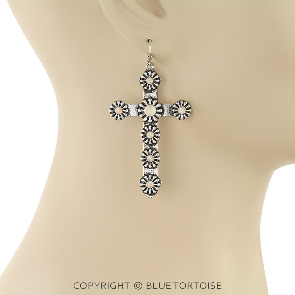 Western Cross Dangle Earrings - Image 2