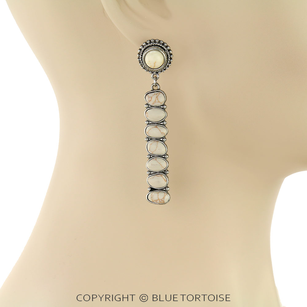Western Stone Bar Stud Earrings - Image 2
