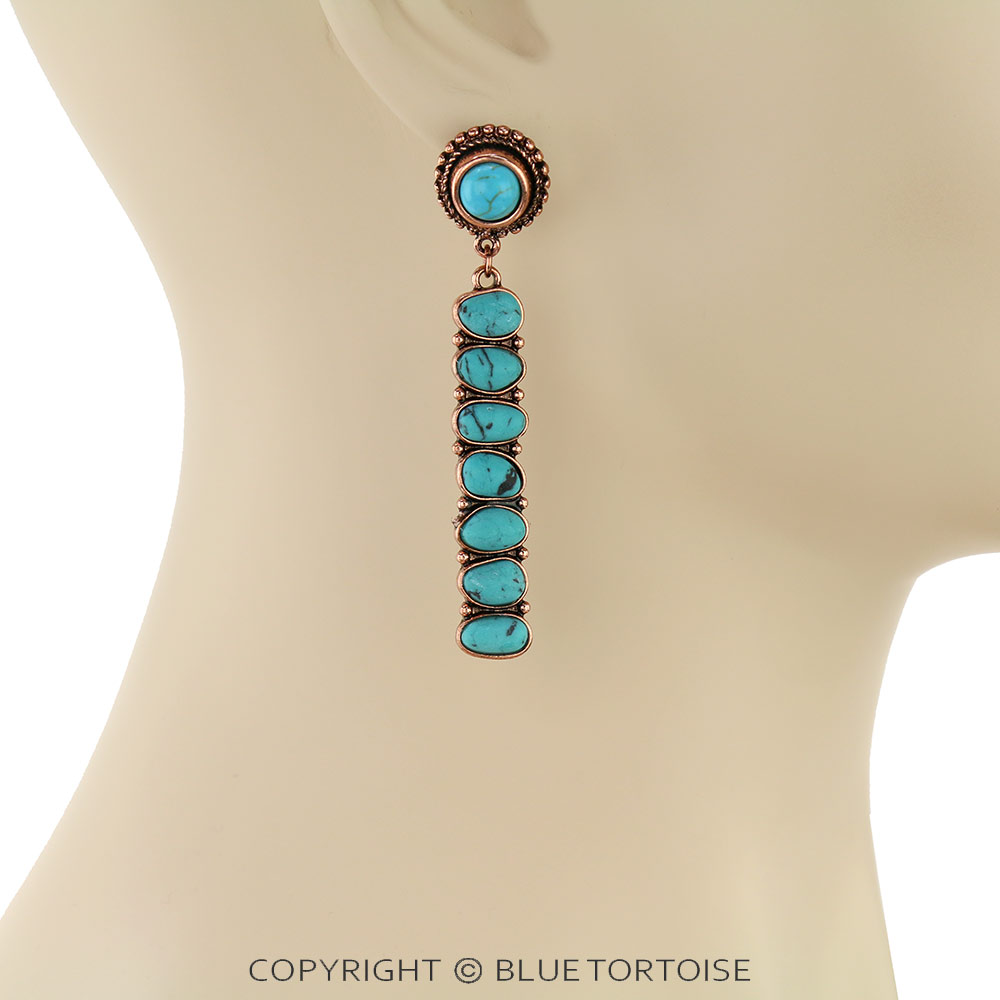 Western Stone Bar Stud Earrings - Image 2