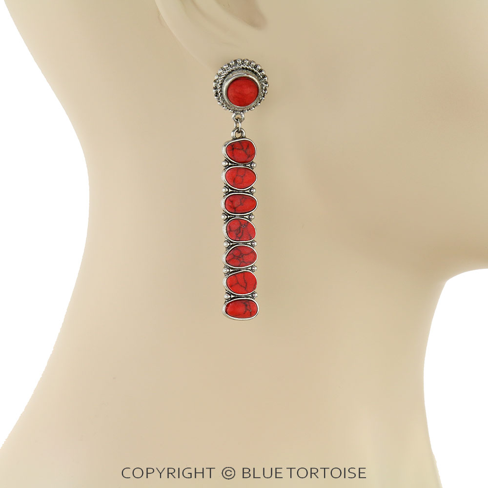 Western Stone Bar Stud Earrings - Image 2