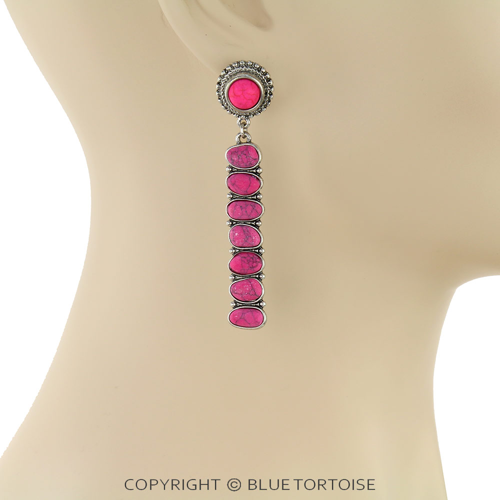 Western Stone Bar Stud Earrings - Image 2