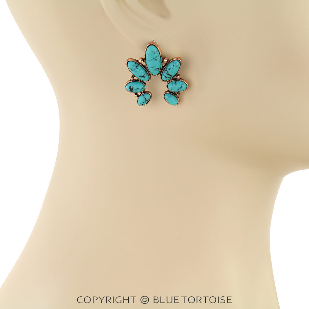 Western Squash Blossom Stud Earrings - Image 2