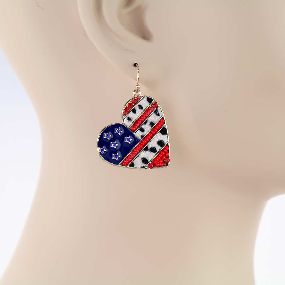 Western Leather Heart Dangle Earrings - Image 2