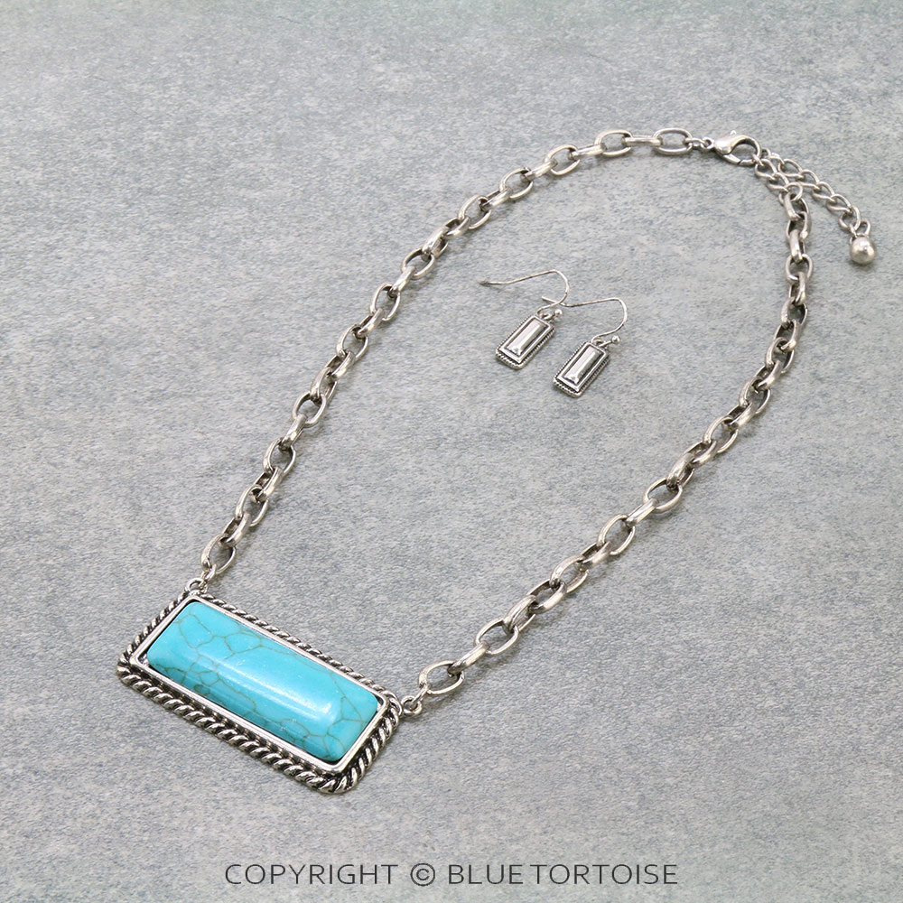 Western Bar Stone Necklace Set