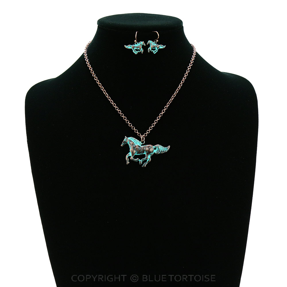 Western Running Horse Necklace Set - Image 2