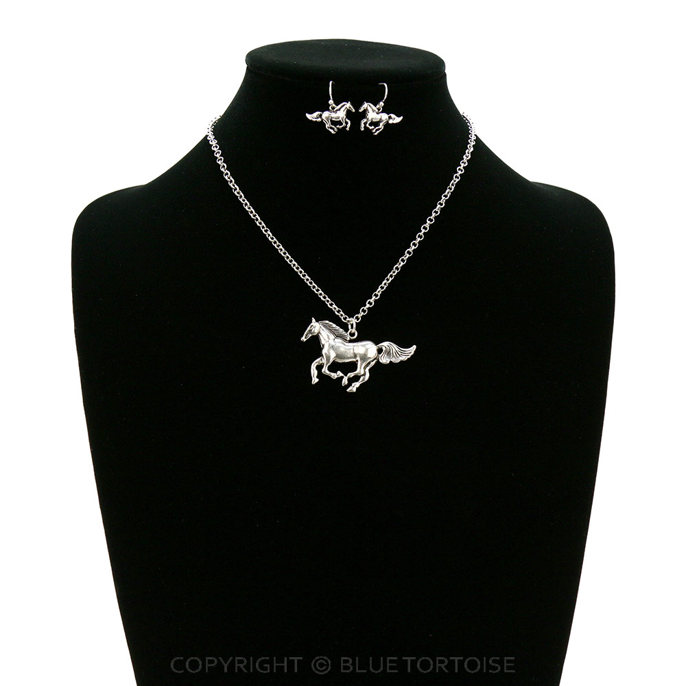 Western Running Horse Necklace Set - Image 2