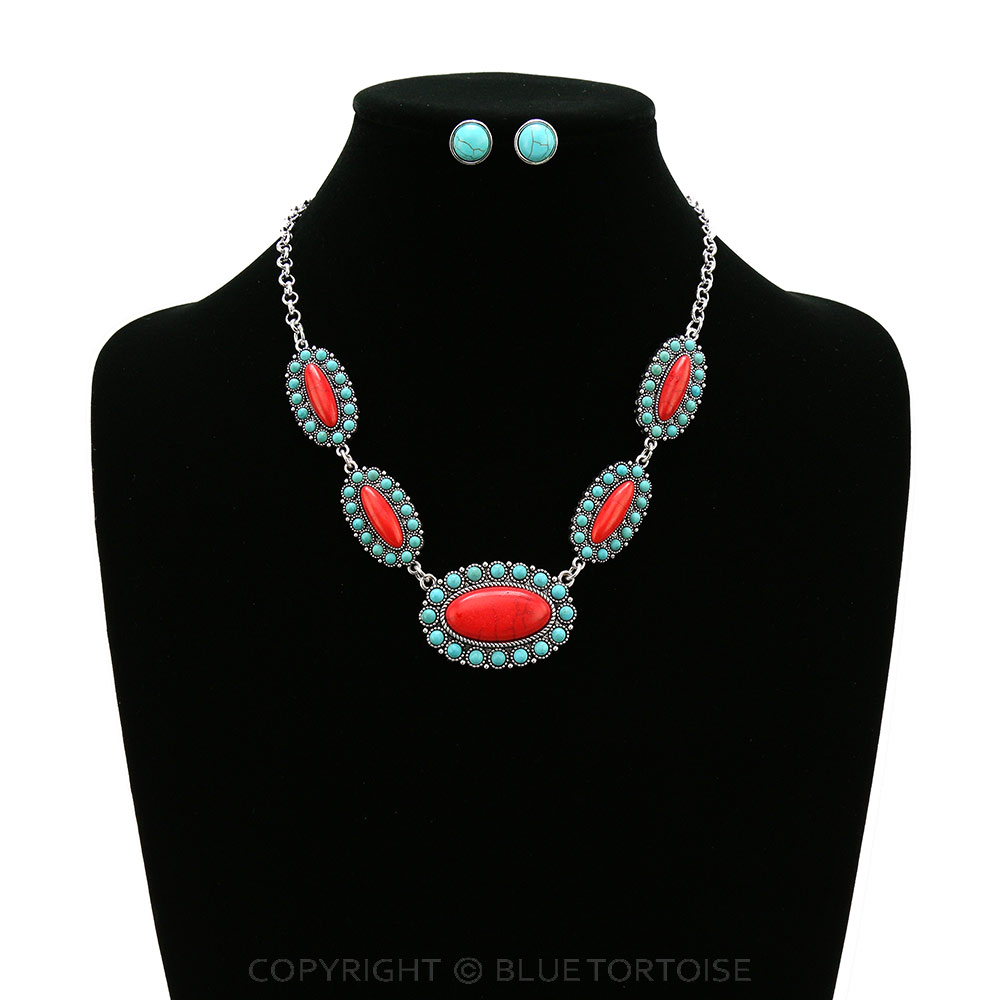 Western Concho Stone Necklace Set - Image 2