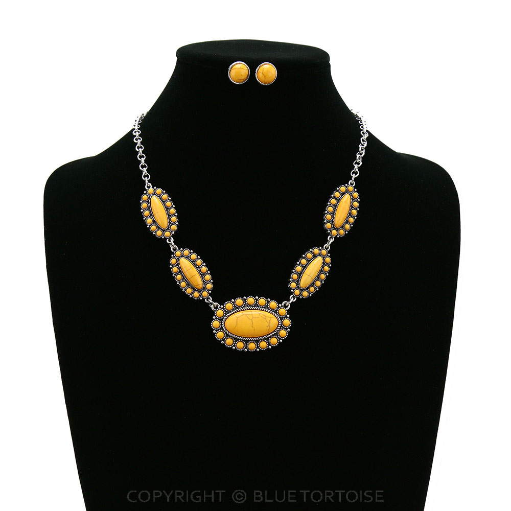 Western Concho Stone Necklace Set - Image 2