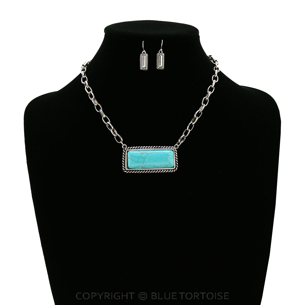 Western Bar Stone Necklace Set - Image 2