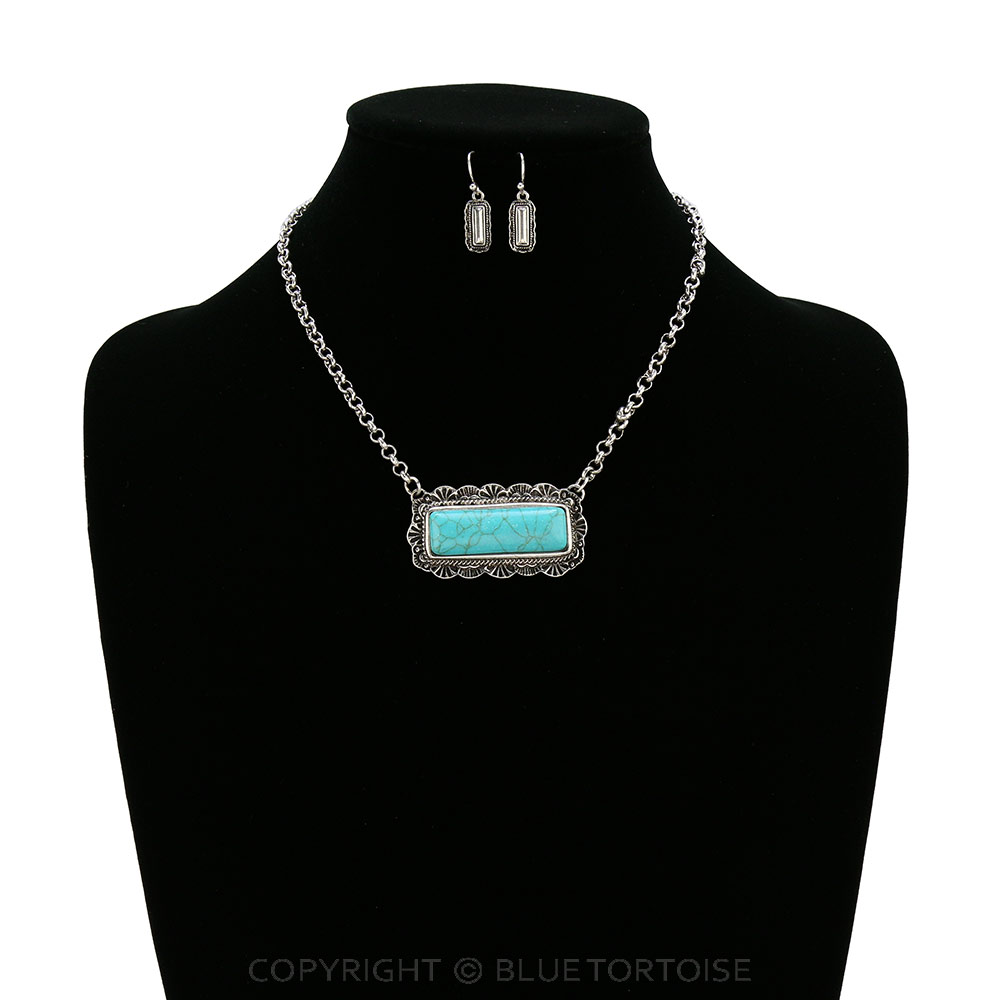 Western Bar Stone Necklace Set - Image 2