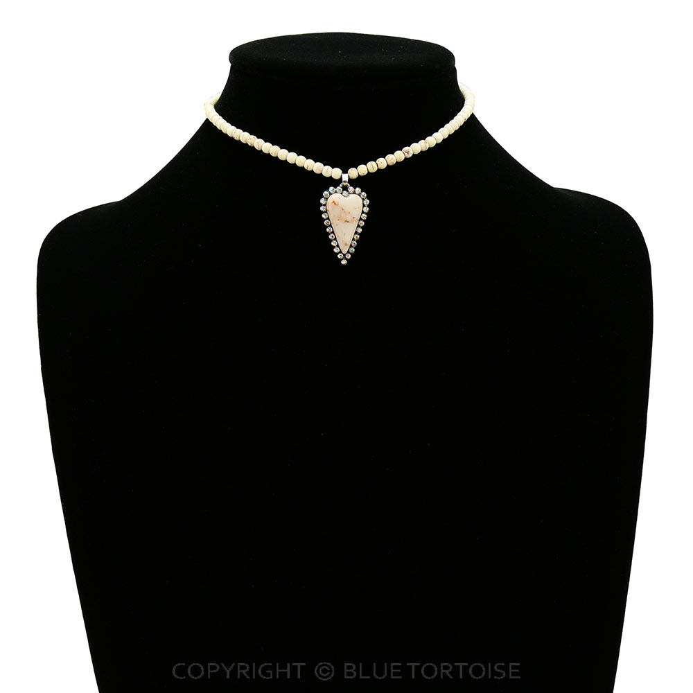 4mm Bead with Heart Pendant Choker - Image 2