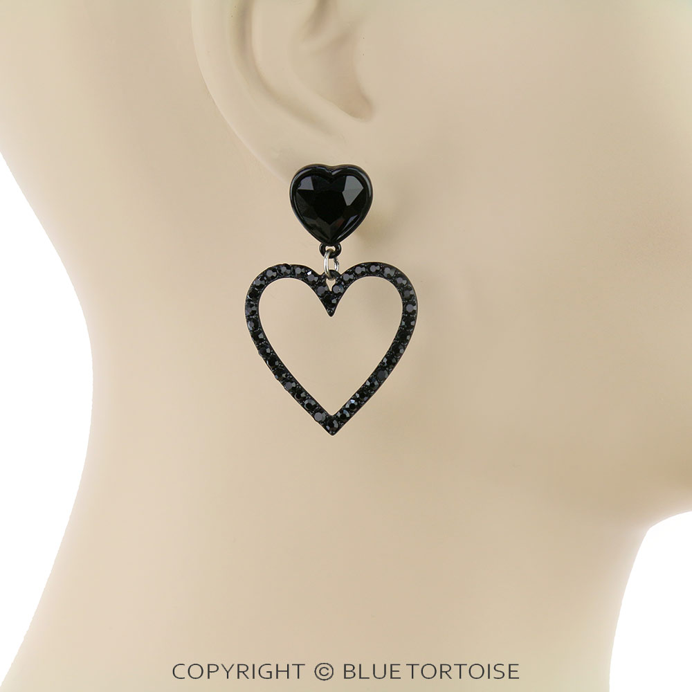 Heart Glass Stone Stud Earrings - Image 2